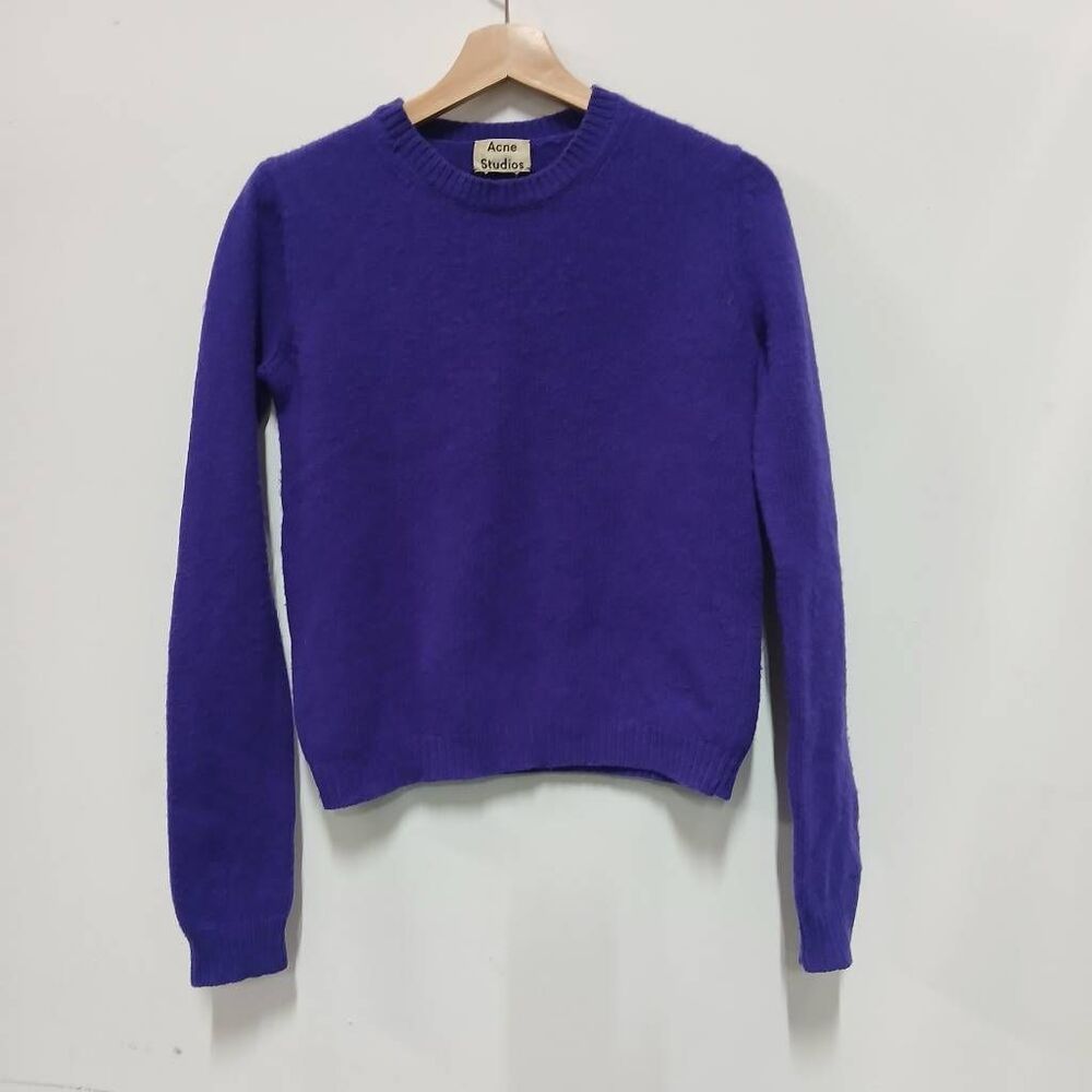Acne studio womens small lambswool sweater crewneck purple classic timeless